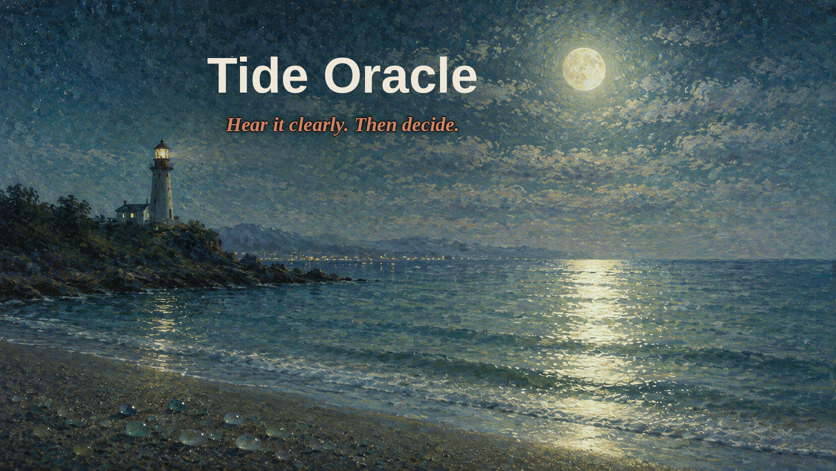Tide Oracle moonlit ocean brand artwork